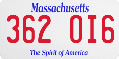 MA license plate 362OI6