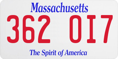 MA license plate 362OI7