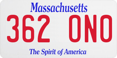 MA license plate 362ON0