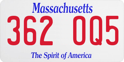 MA license plate 362OQ5