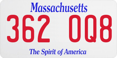 MA license plate 362OQ8
