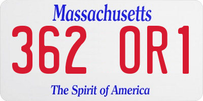 MA license plate 362OR1