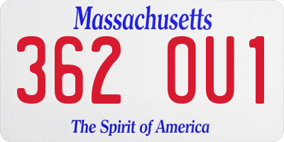 MA license plate 362OU1