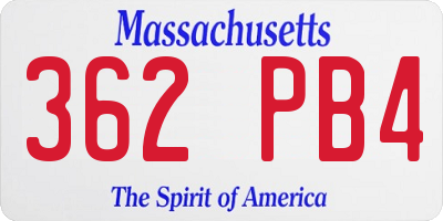 MA license plate 362PB4