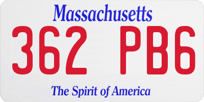 MA license plate 362PB6