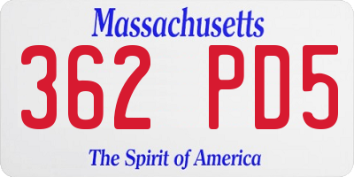 MA license plate 362PD5