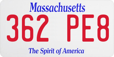 MA license plate 362PE8