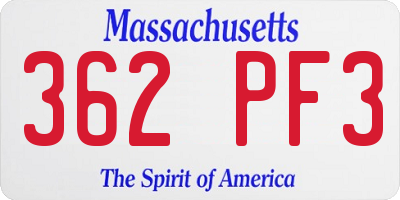MA license plate 362PF3
