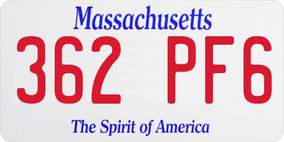 MA license plate 362PF6