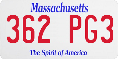 MA license plate 362PG3