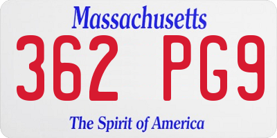 MA license plate 362PG9