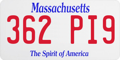 MA license plate 362PI9