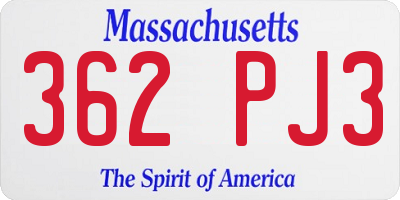 MA license plate 362PJ3