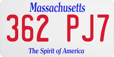 MA license plate 362PJ7