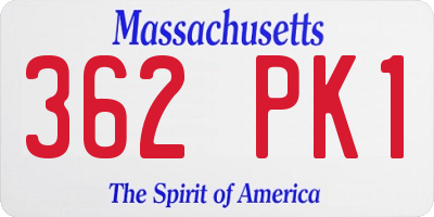 MA license plate 362PK1