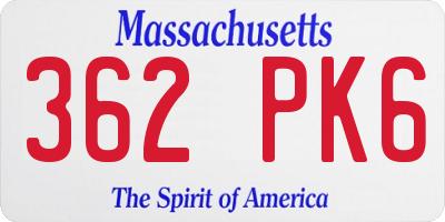 MA license plate 362PK6