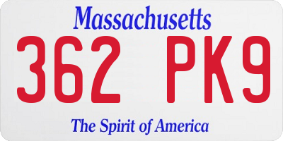 MA license plate 362PK9