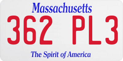 MA license plate 362PL3