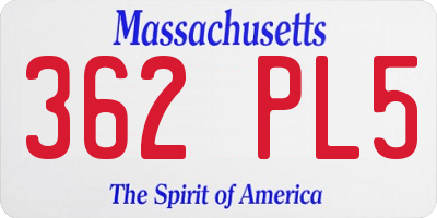 MA license plate 362PL5