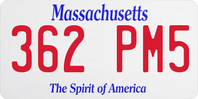 MA license plate 362PM5