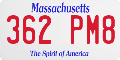 MA license plate 362PM8