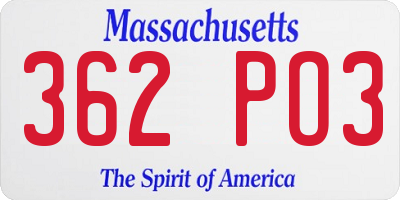 MA license plate 362PO3