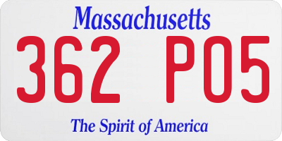 MA license plate 362PO5