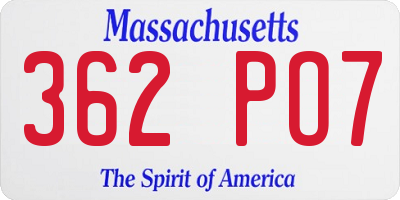 MA license plate 362PO7