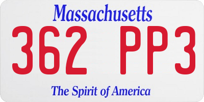 MA license plate 362PP3