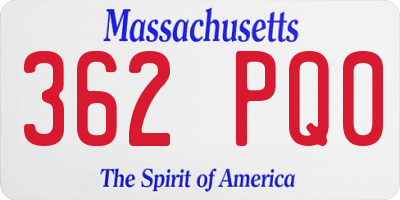 MA license plate 362PQ0