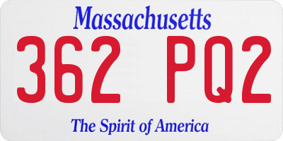 MA license plate 362PQ2