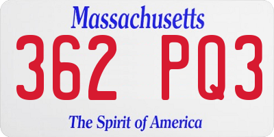 MA license plate 362PQ3