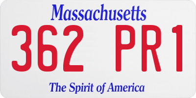 MA license plate 362PR1