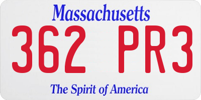 MA license plate 362PR3
