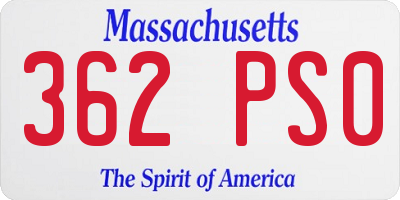 MA license plate 362PS0
