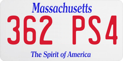 MA license plate 362PS4