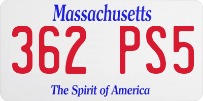 MA license plate 362PS5
