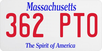 MA license plate 362PT0