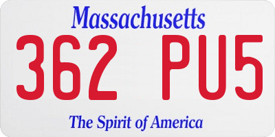MA license plate 362PU5