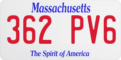 MA license plate 362PV6