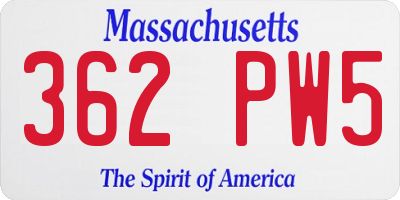 MA license plate 362PW5
