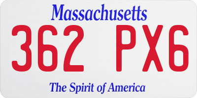 MA license plate 362PX6