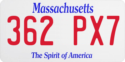 MA license plate 362PX7