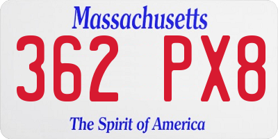 MA license plate 362PX8