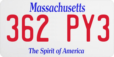 MA license plate 362PY3