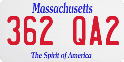 MA license plate 362QA2