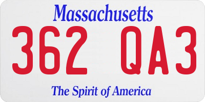 MA license plate 362QA3