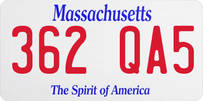 MA license plate 362QA5