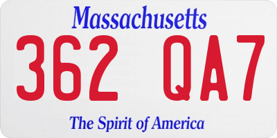 MA license plate 362QA7