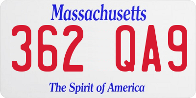 MA license plate 362QA9